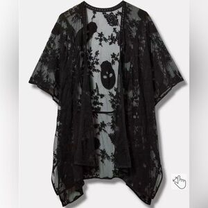 Black Sheer Skull and Floral Kimono